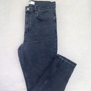 Mango washed black high rise mom jeans